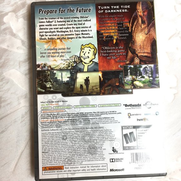 X Box 360 Fallout 3 & Oblivion Double Pack Games - Picture 2 of 8